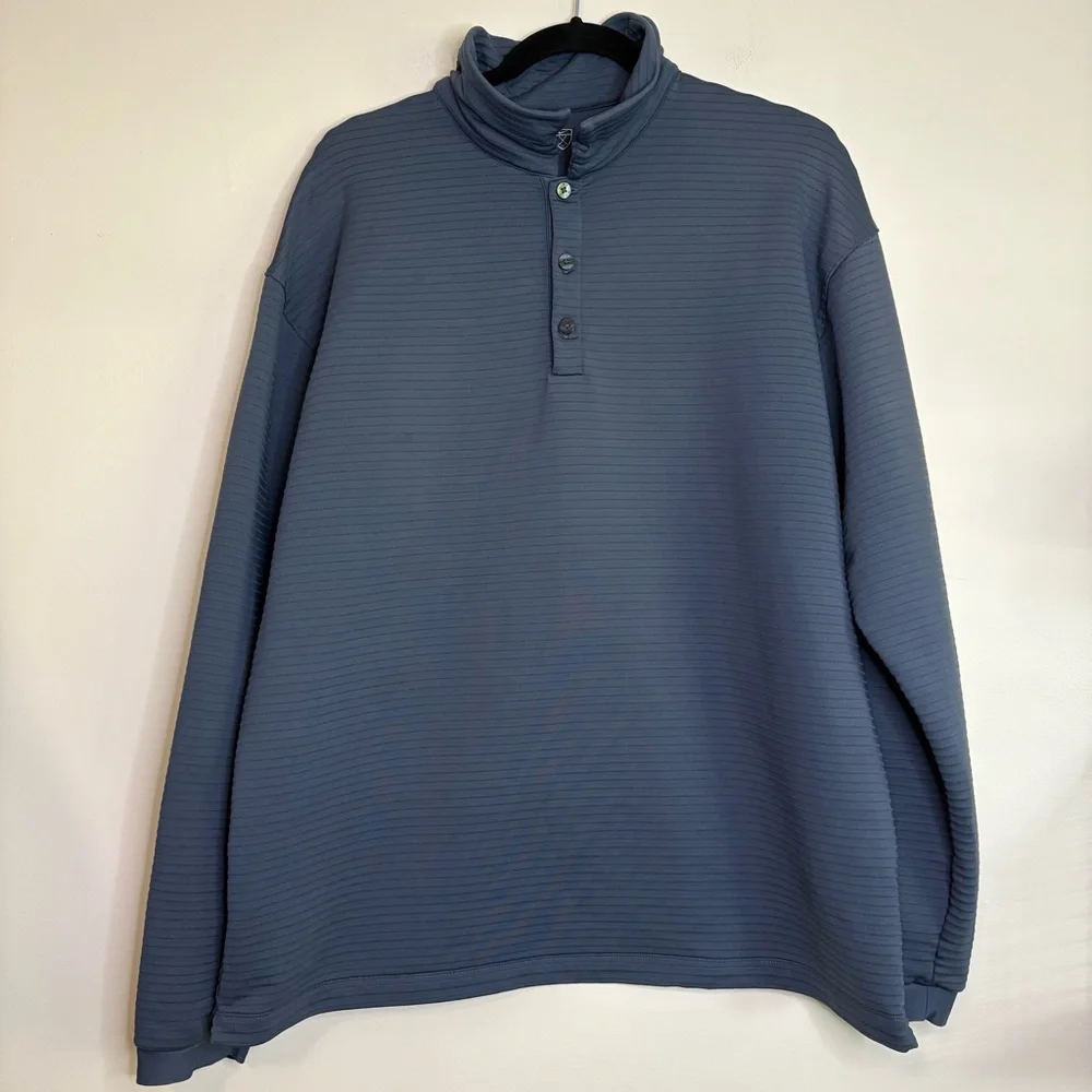 Nike Golf XL Blue Striped Snap Pullover Long Sleeve Shirt‎ Mock Neck